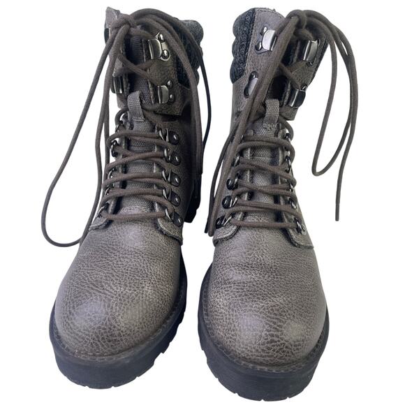 MIA Women's Lindsey Gray Knit Cuffed Ankle Boot Chunky Hiking Combat Size 6.5 - Picture 5 of 12